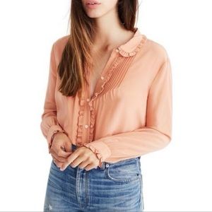 Madewell Silk Ruffle Blouse Buttondown Small